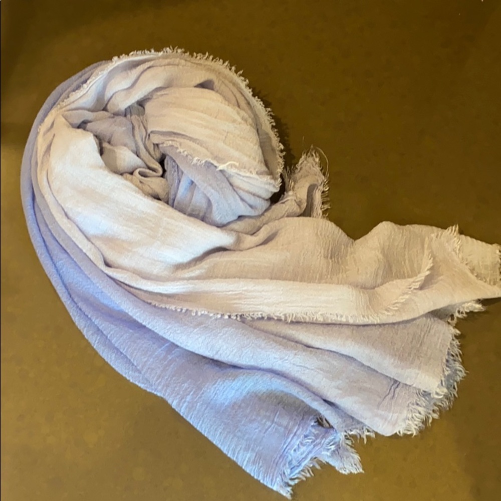 Blue ombré raw-hem scarf